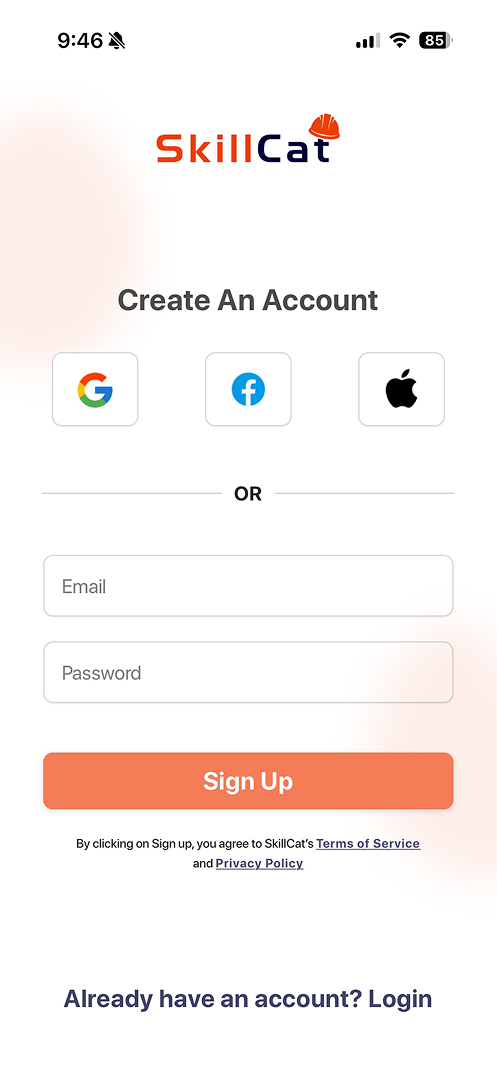Original app — create account