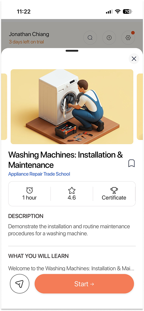 Original app — course overview