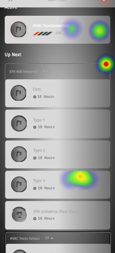 Edit Path heatmap — users tap a course card instead of using hold-and-drag