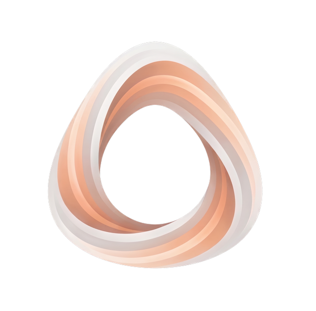 The swirl logo: a CPAP mask outline drawn as peach and ivory bands