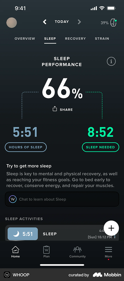 Whoop — strain and recovery tracking