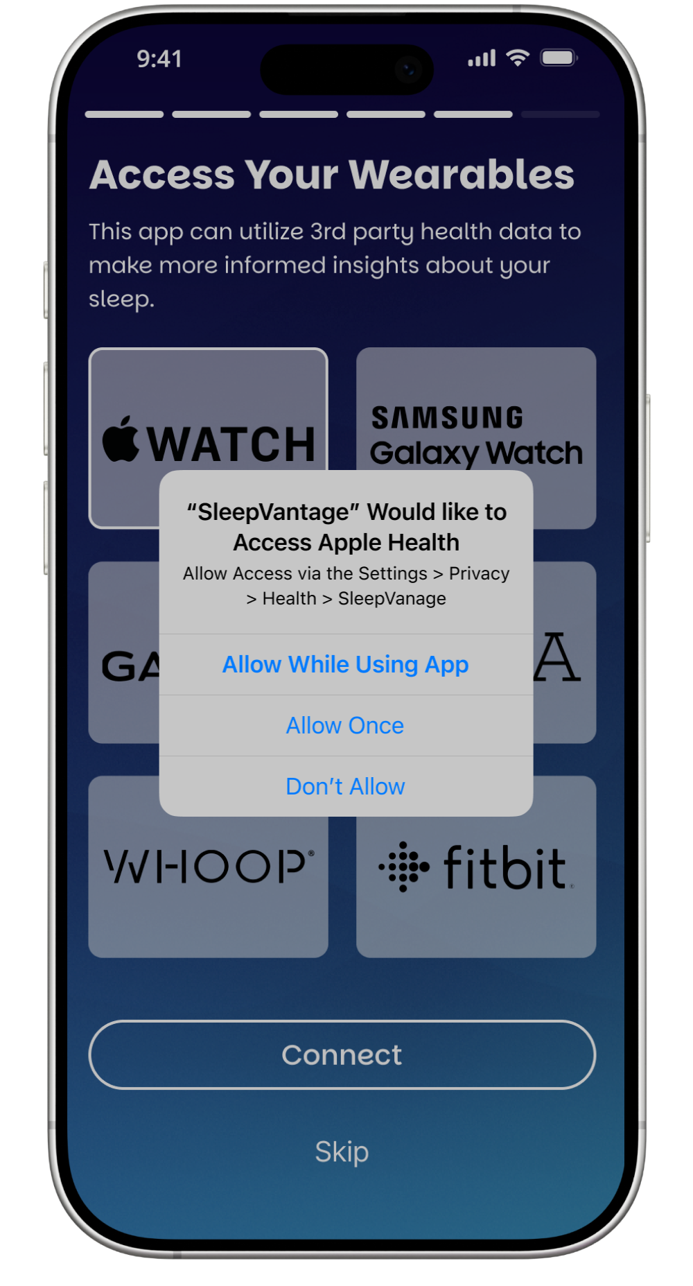 Wearables testing screen