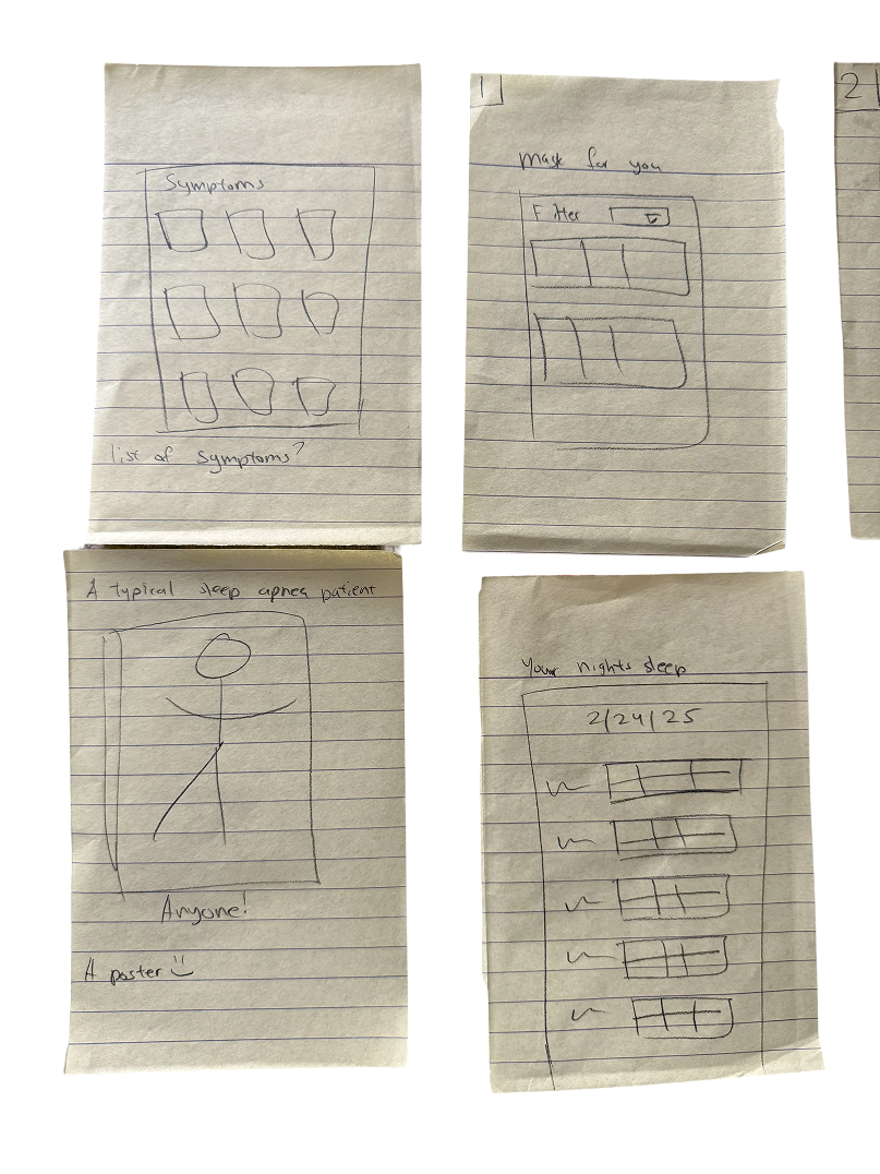 Early paper sketch of the home screen