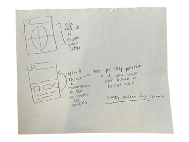 Early paper sketch of metric cards