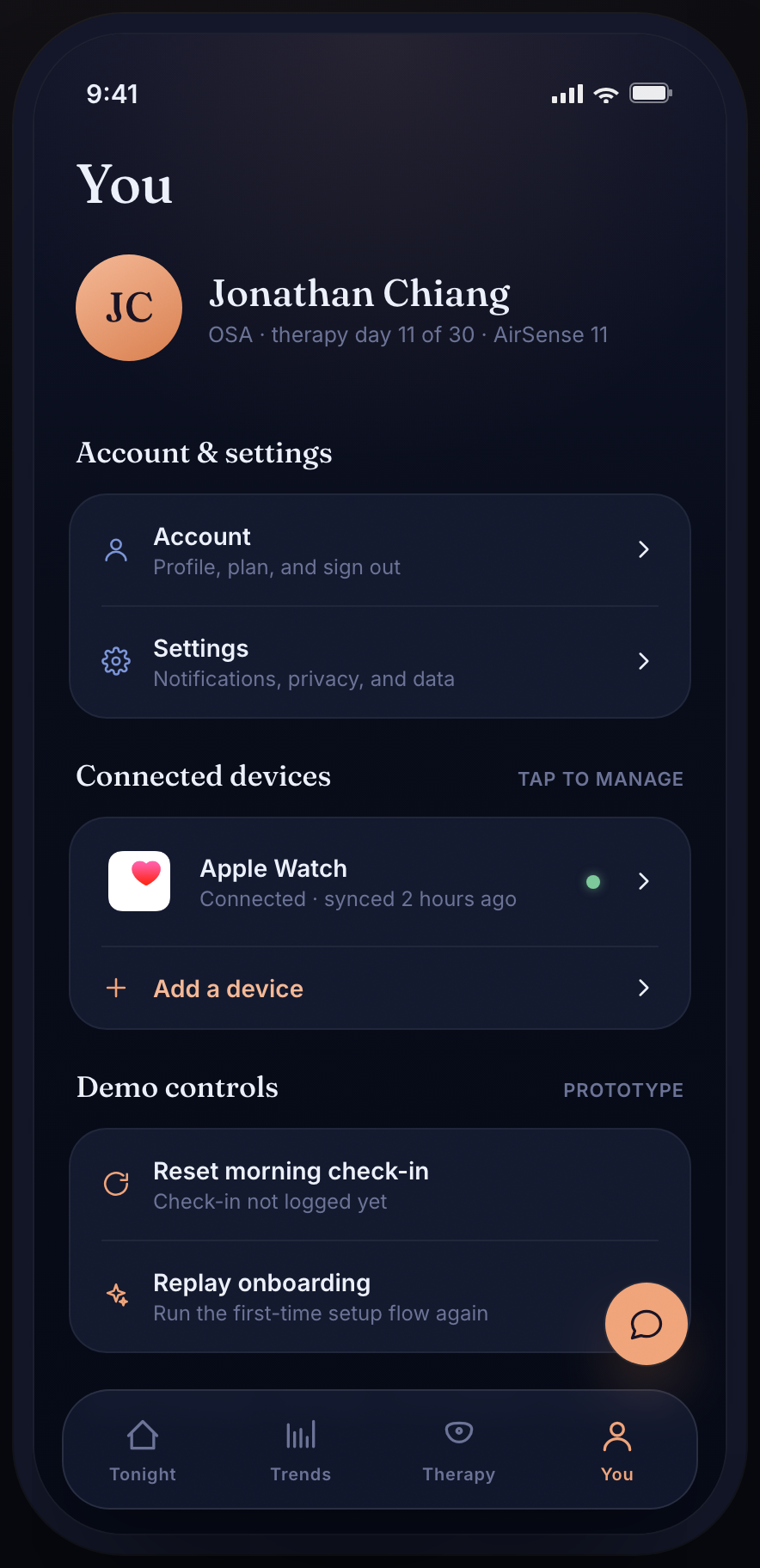You tab — connected devices