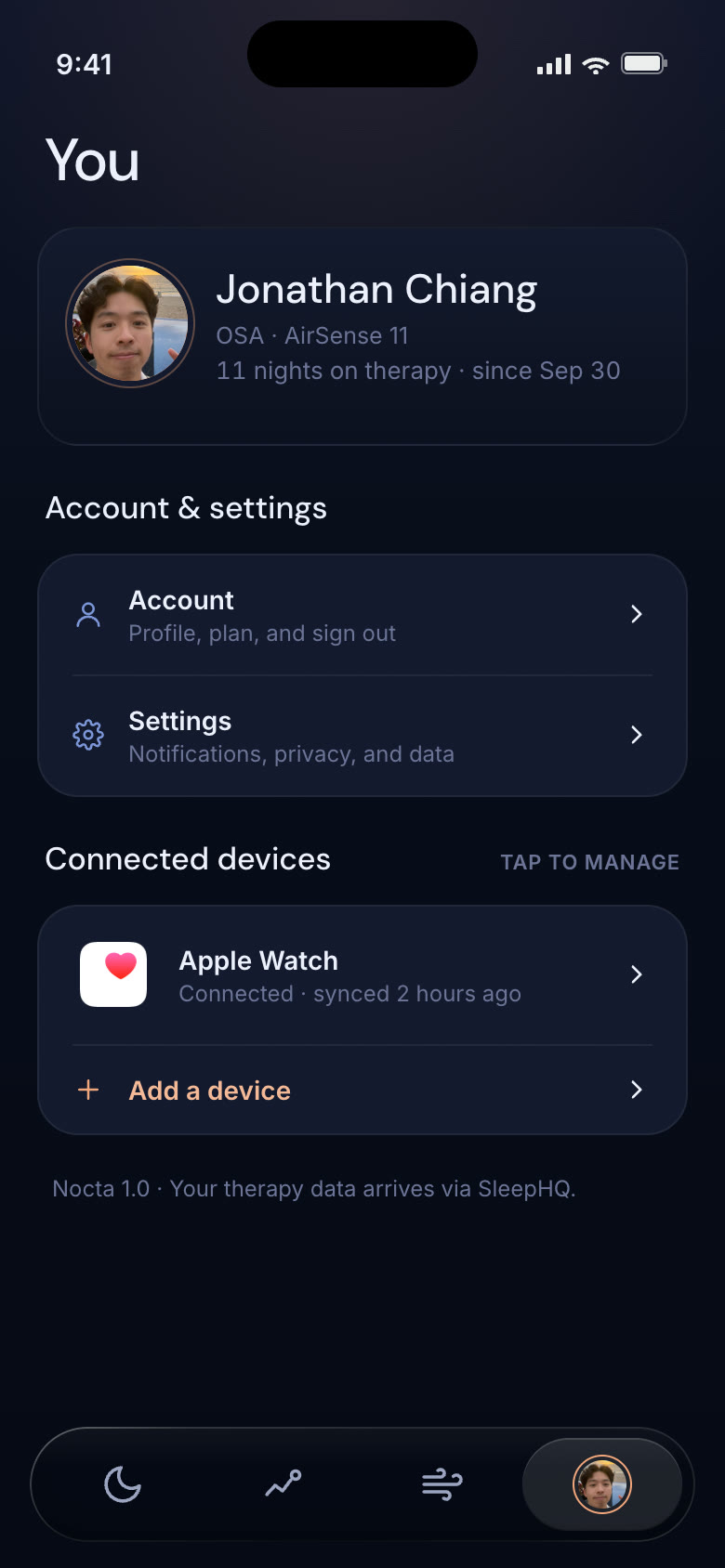 You tab — connected devices