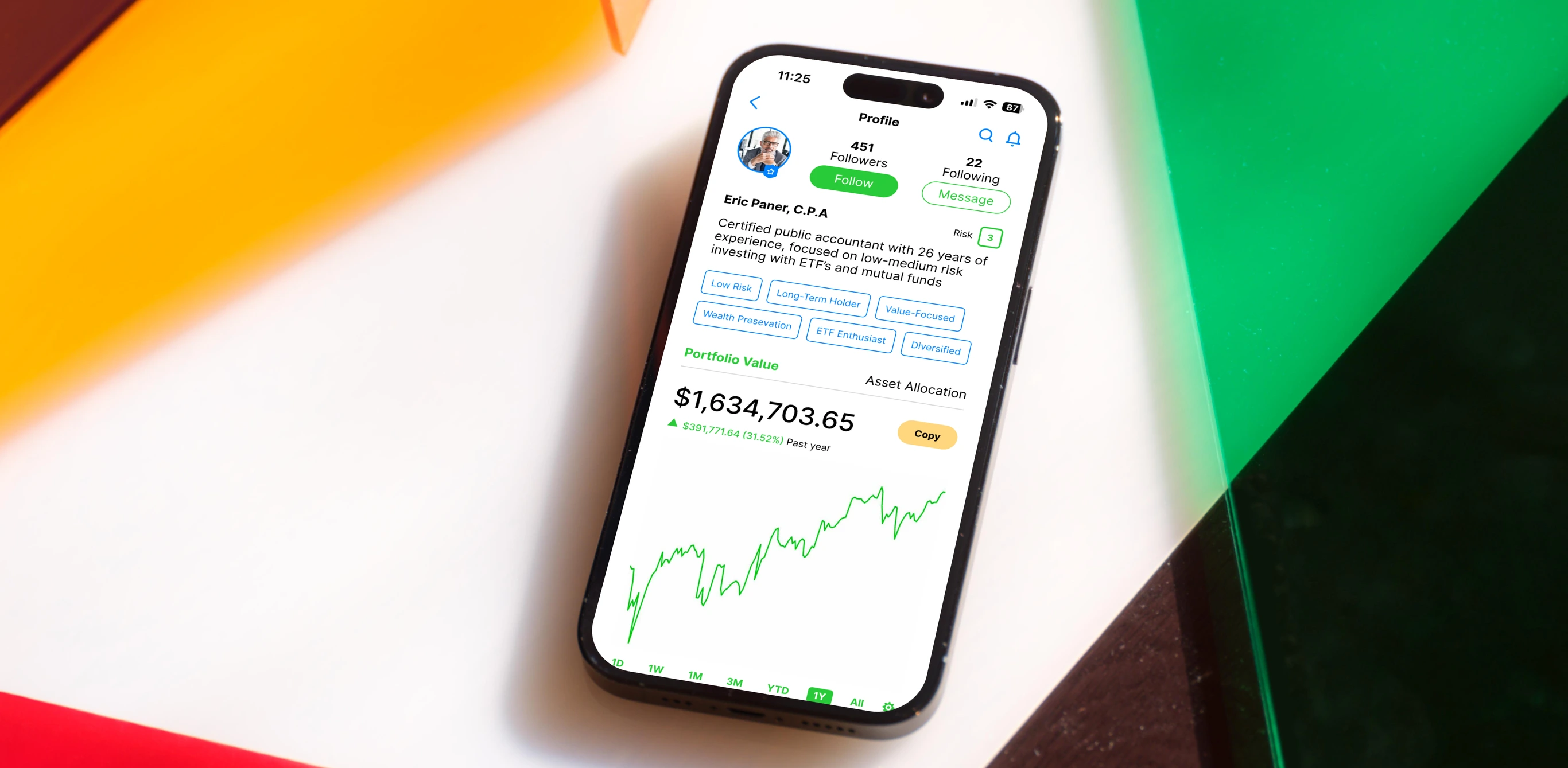 Robinhood Mirror app mockup