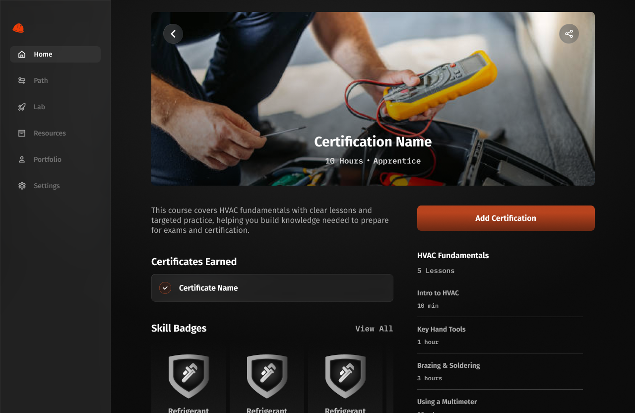 Redesigned course overview screen on desktop